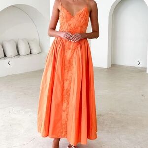 Elegant Orange Spaghetti Strap Dress